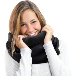 Rainproof Warmer Hooded Scarf Hat For Women Men Windproof Neck Scarf Winter Gear for Skiing Outdoor Jogging (Black)