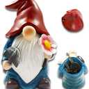 Hide a Key Outside Key Hider Outdoor Gnomes Statues Decor Hidden Key Box for Lawn Yard Hidden Spare Key Holder Lock Box(Red)