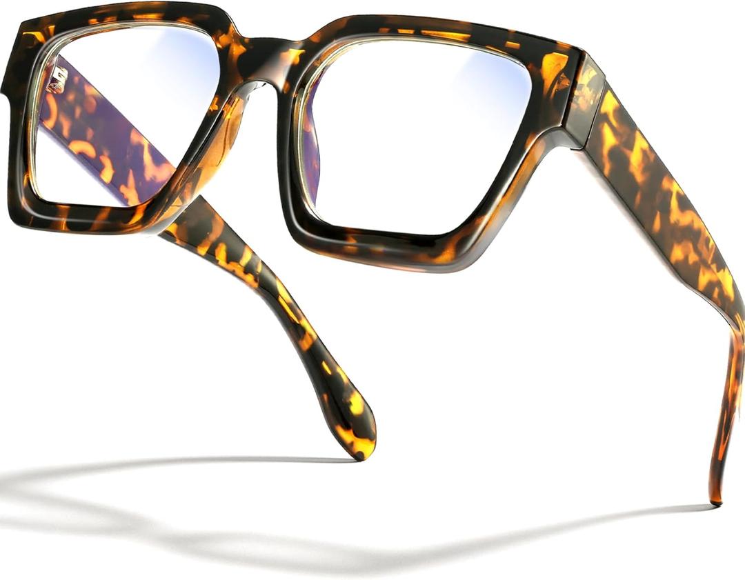 livho Oversized Blue Light Blocking Glasses for Woman - Rectangle Fashion Glasses for Computer, Chic Preppy Frame (*Coco Tortoise)
