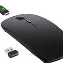 TECKNET Bluetooth Wireless Mouse for Laptop, Rechargeable Silent Computer Mouse, 3 Device Simultaneous (Bluetooth 5.2/3.0 and 2.4G USB Receiver), 6 Adjustable DPI for iPad, MacBook, Desktop, Android (black)