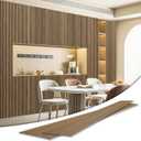 Art3d 4-Pack Glue-On Fine Bar Wainscoting Panel for Interior Wall Decor - 104 x 12 Inch Polystyrene Ultralight Slim Slat Wall Panels for Living Room Bedroom, Teak