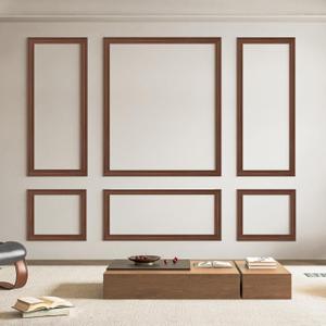 Art3d Pre-Cut Wall Molding Set of 6 pcs, Ready-to-Assemble Wainscoting Panels for Interior Wall Décor Living Room Bedroom Accent Wall - Installed with Glue, 3 Top 3 Bottom, Walnut