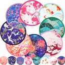 24 Pcs Foldable Fan Japanese Foldable Fan Style Summer Flower Handheld Round Folding Flying Disc for Women Man Daily Use Festival Wedding Party Favors Decorations Portable, 8 Style