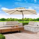 10x13 FT Patio Umbrella, Large Cantilever Rectangular Double Top Heavy Duty Offset Umbrellas with 360 Rotation, Outdoor shade for Garden Deck Pool Patio, Beige