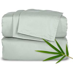 King Sheets by Pure Bamboo, Genuine 100% Organic Viscose Derived from Bamboo Bed Sheet Set, Luxuriously Soft & Cooling, Double Stitching, 2 Year Quality Promise (King, Sea Glass)