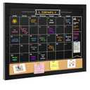 TORASO Magnetic Chalkboard Calendar Corkboard, Small Combination Chalk Board Bulletin Board, 13" x 17",Black Wood Framed Blackboard Calendar Cork Combo Board(ZHHB-BK-3343)