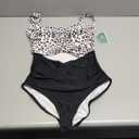 Eomenie Women's One Piece Swimsuit Tummy Control Slimming Bathing Suit Cutout Tie Knot Swimwear (Medium, Black Leopard Block)