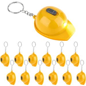 Bonuci 50 Pcs Construction Party Favors Mini Flashlight Keychain Miniature Helmet Flashlight Small Safety Hat Keychain for Man Construction Themed Birthday Party Prizes Supplies Gifts