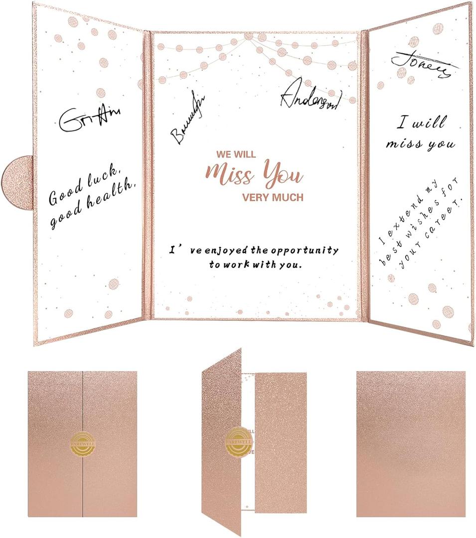 Holkcog Farewell Guest Book Alternative, Farewell Gifts for Coworkers Friends, Rose Gold We Will Miss You Signature Board, Happy Retirement Party Decorations, Going AwayFarewell Card for Women Men