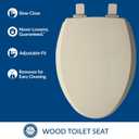 Mayfair Cassel Slow Close Toilet Seat, Easy Clean, Non Slip Premium Wood Seat, Easy Install, Made in USA, Elongated, Bone