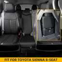 Custom Fit Sienna Seat Covers for 2021-2026 Toyota Sienna LE XLE 8-Seat, Waterproof Faux Leather Full Set Airbag Compatible 3-Row Car Seat Protectors (Black)