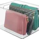 mDesign Large Plastic Storage Organizer Container Bin, Closet Organization for Hallway, Bedroom, Linen, Coat, and Entryway - Holds Clothing, Blankets, and Accessories, Ligne Collection, Clear