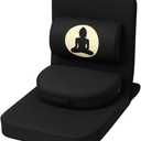 Friends Of Meditation 4-in-1 Folding Buddha Chair – Ergonomic Yoga Seat with Half-Moon Zafu, Detachable Lumbar Support & Carry Case – Black, 21 X 18 X 3 Inches