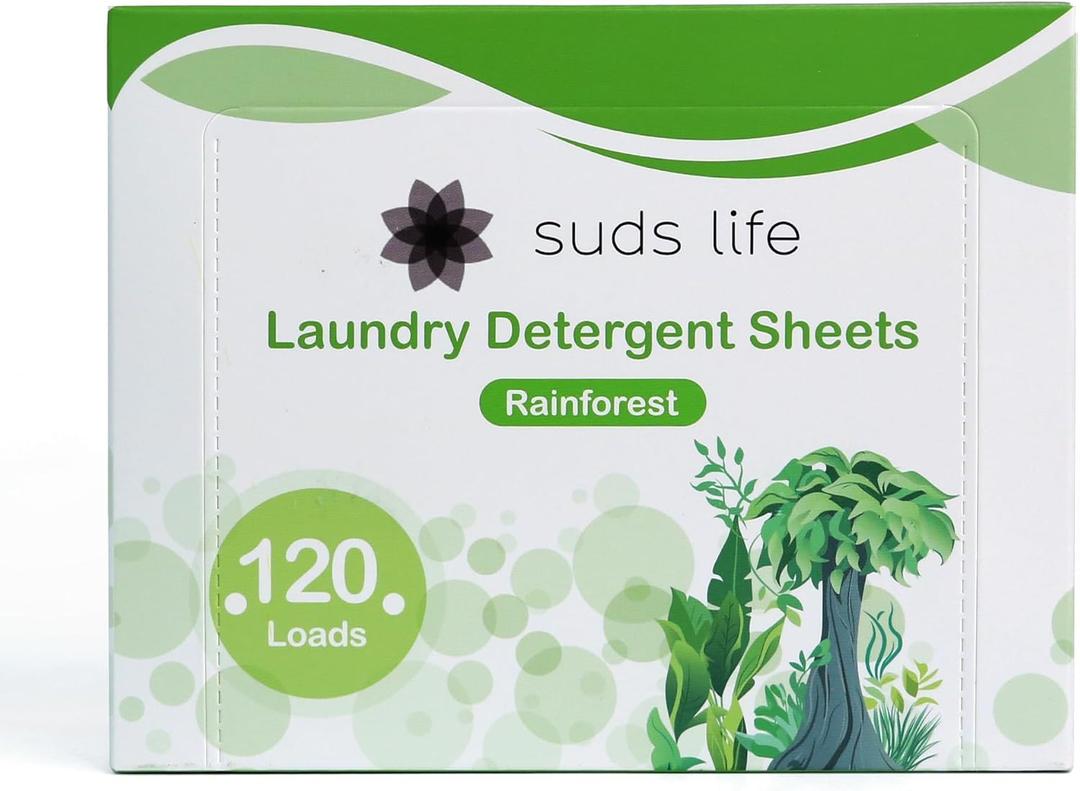 4 x Suds Life Laundry Detergent Sheets (60 Sheets) Ocean Breeze, Lavender, Rainforest - Portable, Concentrated Laundry Detergent (Up to120 Loads) (Rainforest)