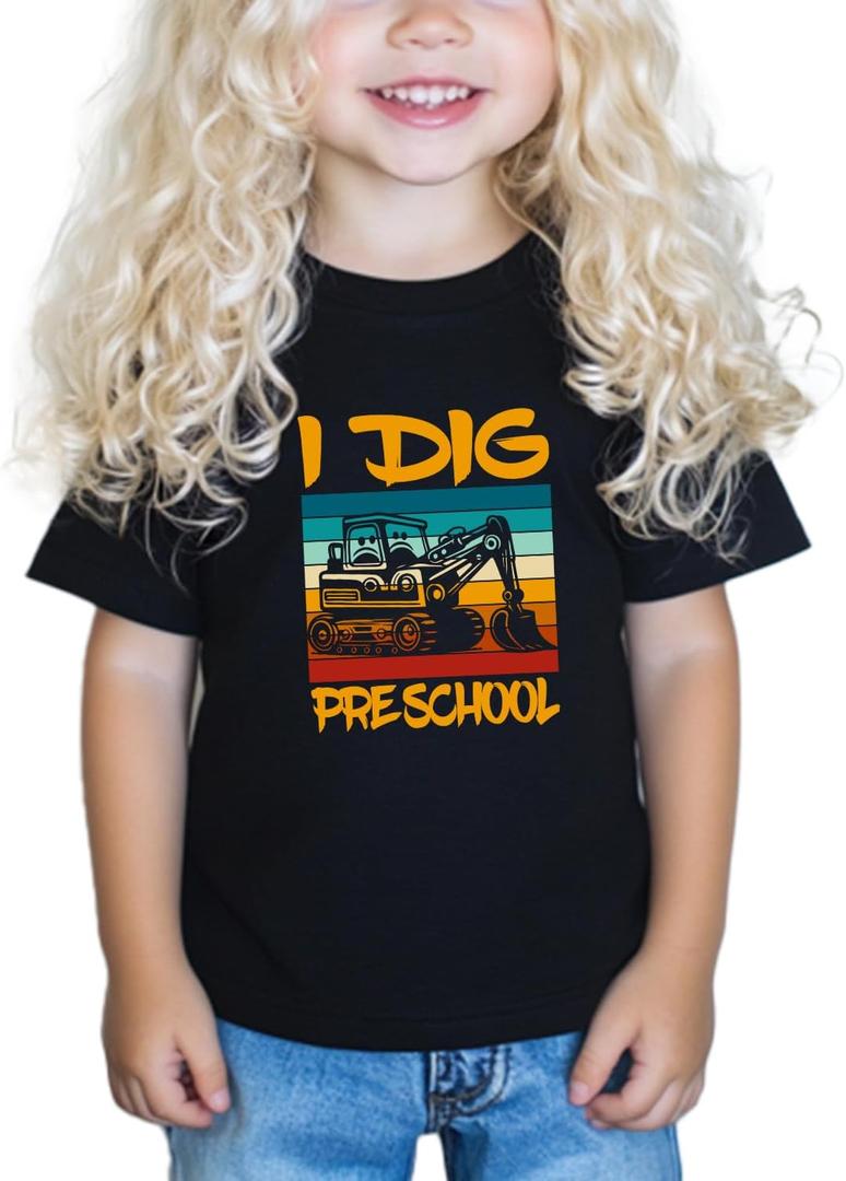 Toddler Kids First Day of Preschool Shirt Pre K Shirts for Girls Boys Hello Prek Tshirt Back to School Cotton Tee 2T 3T 4T (Black)