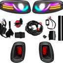 RGB LED Headlight & Turn Signal Kit for EZGO RXV 2008-2015, 12V Golf Cart Street Legal Light Kit with Brake Lights, Horn, Music Sync APP Control, Long-Lasting & Easy Install
