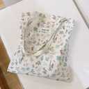 Sunwel Fashion Women Top Zipper Forest Picnic & Bunny in Bloom Cute Prints Cotton Tote Bag for Work Travel Gym Shopping Beach