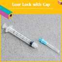 2 x 3ml/cc Syringe with 23 Gauge 1 Inch Lab Disposable Luer Lock Syringe, Pack of 20