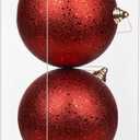 Christmas Ornaments Balls 5.9" Large Christmas Decorations Xmas Tree Shatterproof Big Red Christmas Ball Ornaments with Hanging Loop for Wedding Holiday Halloween Party Indoor Outdoor Decor, 2 Pcs
