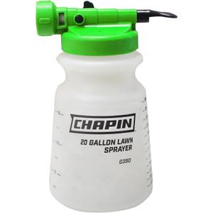 Chapin G390 Hose End Sprayer for Water Soluble Materials, 20 Gallon, 32 Ounce Tank, Finger Control and Backflow Prevention, for Spraying Lawns, Weeds, Insects, Fertilizers, Translucent White
