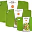 Liflicon Silicone Thick Cutting Boards Mats Set of 3 Foldable & Flexible Design Juice Grooves Easy Grip Handle Dishwasher Safe for Kitchen,BPA free Silicone Cutting Board-Green