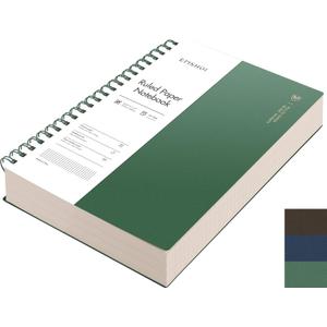 EMSHOI A4 Spiral Notebook College Ruled, 11.2" X 8.27", 150 Sheets/300 Pages, 100gsm Thick Lined Journal, Waterproof Softcover, Twin-Wire Binding, for School Work Business Writing, Gifts - Green