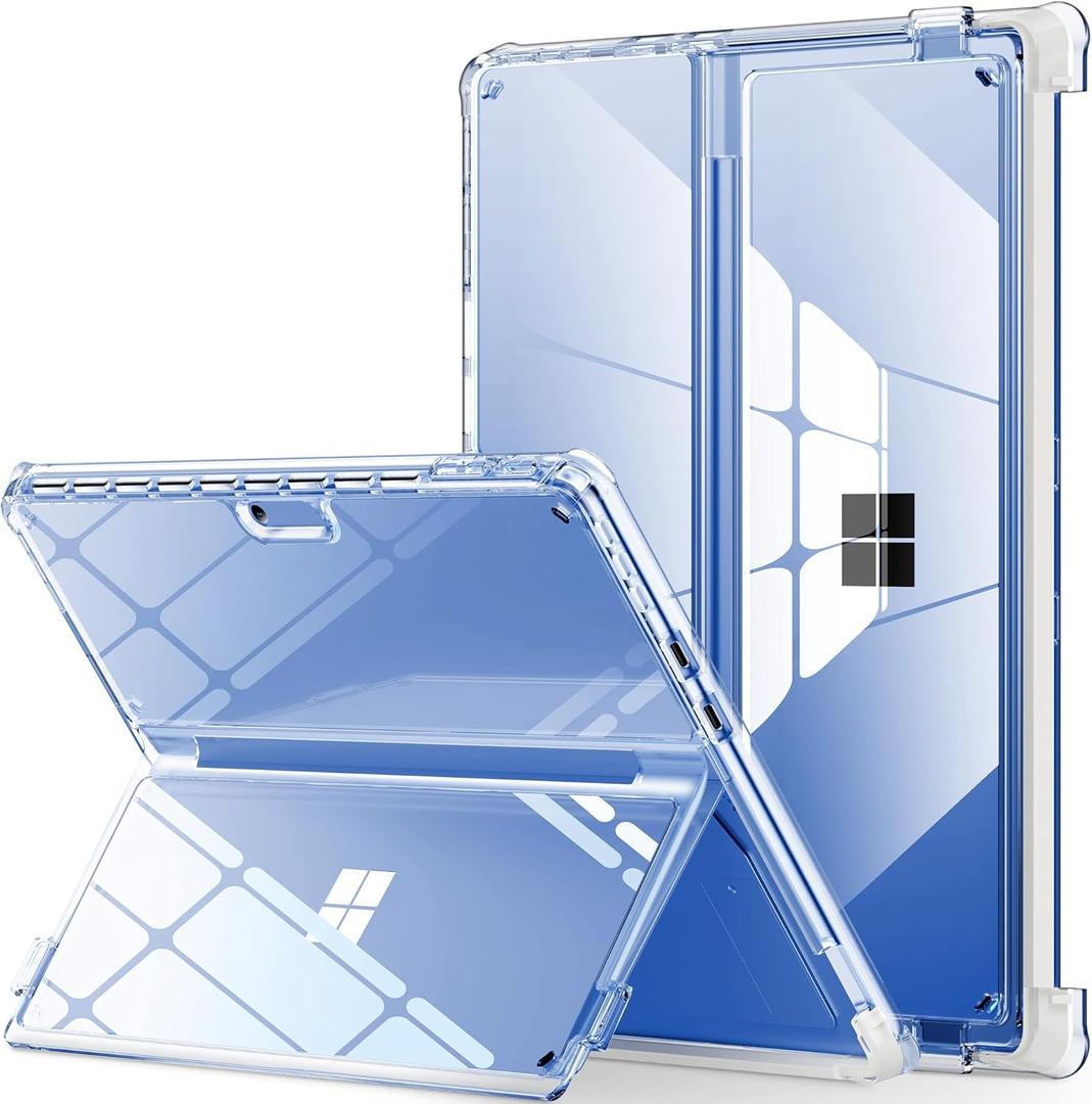 INFILAND Microsoft Surface Pro 11 AI/10/9 5G Case 13 Inch 2022, Full Crystal Clear [Anti-Yellowing] All-in-one Protection Shell Cover, Work with Type Cover Keyboard & Surface Slim Pen 2, Bayer Clear