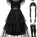 Spooktacular Creations Kids Black Family Costume, Halloween Costume Set for Girls, Dark Vintage Prom Dress, Size Large, Black