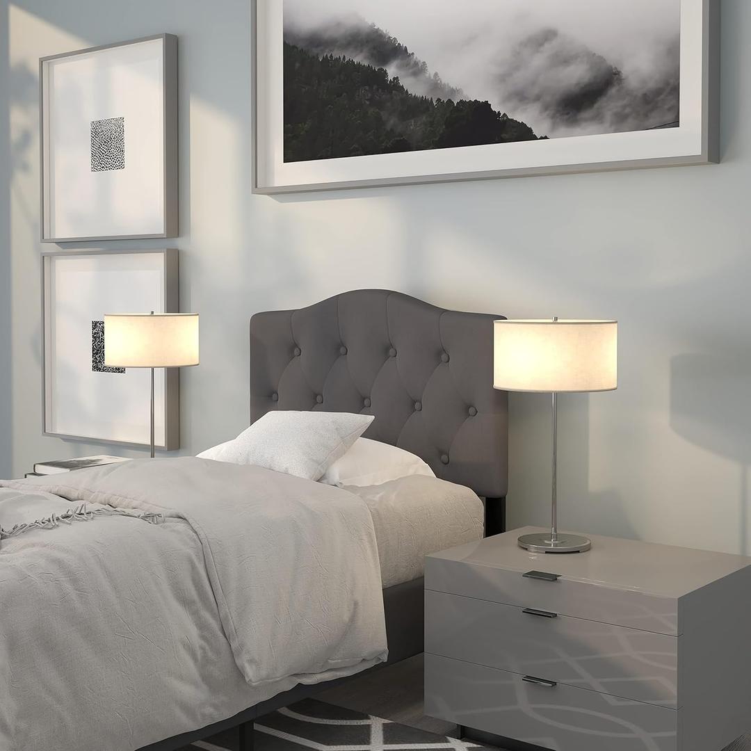 Flash Furniture Cambridge Tufted Upholstered Twin Size Headboard in Dark Gray Fabric,  39.25"W x 3"D x 43.75-56.25"H