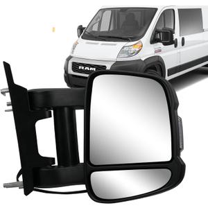 Passenger Right Side Extension Long Arm Mirror for Ram Promaster 1500 2500 3500 2014-2023, Heated Power Glass Turn Signal Light Manual Folding,Textured Black 8-Pin