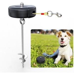 30ft Retractable Dog Tie Out Cable and Stake - No Tangle Leash for Between 10-90lbs - 360 Retractable Dog Lead Reel for Yard Camping Outdoor (Large)