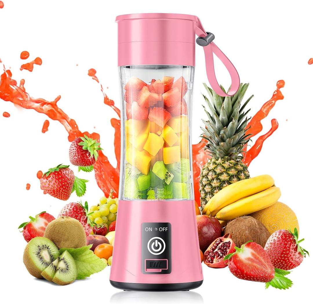 Cordless Mini Blender Make Smoothies & Shakes - Portable Blender with 380ML BPA-Free Travel Cup, USB Rechargeable, Easy to Clean, Suit in Gym/Office