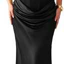Kaei&Shi Corset Long Dresses,Lace Up Back Satin Mermaid Prom Dress,Women Formal Gowns Bridesmaid Wedding Guest, Black Small