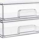 Vtopmart 12.1''W Clear Stackable Storage Drawers,2 Pack Acrylic Plastic Organizers Bins for Makeup Palettes, Cosmetics, and Beauty Supplies,Ideal for Vanity, Bathroom,Cabinet,Desk Organization