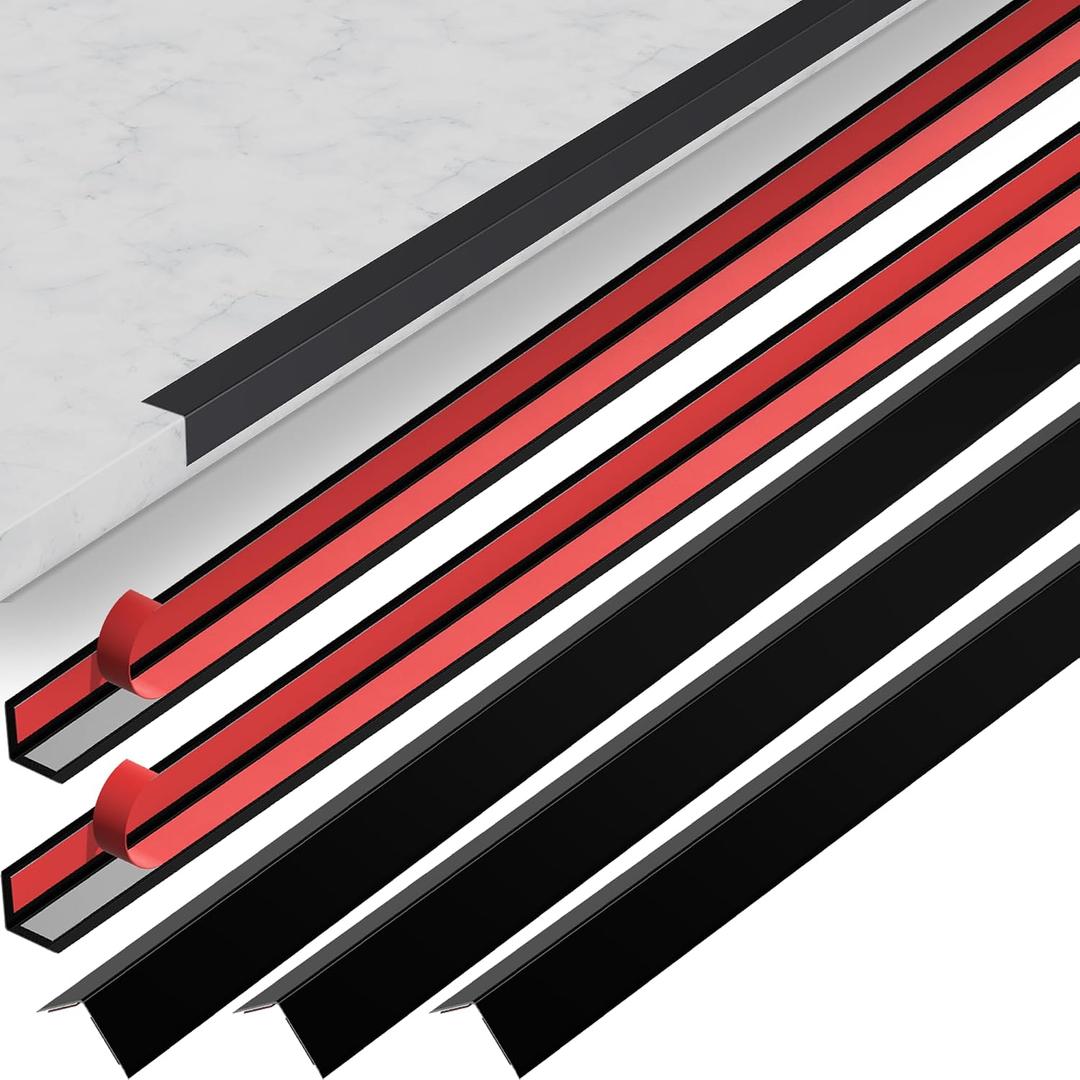 5pcs 48" Black Metal Corner Protectors, Aluminum Self Adhesive Corner Guards, Metal Wall Edge Protector Strip, Furniture Corner Protectors, Edge Trim for Cabinets and Kitchen Islands(0.8"x0.8")
