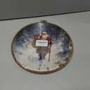 DILSJ Winter Christmas Santa Claus Round Wall Art Decor, Vintage Christmas Canvas Wall Art Framed, Winter Forest Holiday Santa Xmas Hanging Decorations for Home Bedroom Living Room, 10x10 Inch