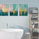 3pcs Framed modern Abstract Pictures Wall Art Modern Green & Pink with Gold Accents Canvas Prints Posters Neutral Minimalist Art paintings Wall Decor for Living Room Bedroom Office Home (12x16, Colored gold foil)
