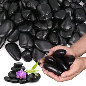 20Ib Black River Rocks for Landscaping-Polished Pebbles for Plants-Garden Decorative Stones-1-2 Large Plant Rocks,Ideal for Aquarium, Home Decor