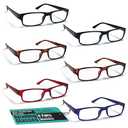 Boost Eyewear 6 Pack Reading Glasses, Traditional Frames in Black, Tortoise Shell, Blue and Red, for Men and Women, with Comfort Spring Loaded Hinges, Assorted Colors, 6 Pairs (+1.25)