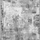 Area Rug 4x6 Grey Rug Washable Boho Rugs Non Slip Low Pile Abstract Small Carpet for Entryway, Bedroom, Kitchen, Classroom, Kids Room, Office, Dorm, Dining Room Gray