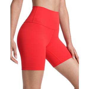 CRZ YOGA ButterLuxe Biker Shorts 6" - High Waisted Workout Running Volleyball Spandex Yoga Womens (Medium, Deep Red)