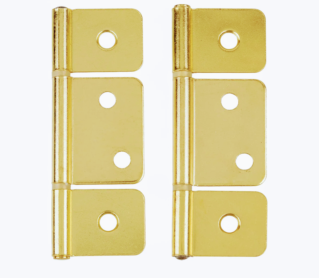 Flag Three Leaf Brass Plated Hinges Bi-Fold & Shutter - Pack of 8 - Non-Mortise Cabinet Hinges - Furniture Hardware - NH8-SB