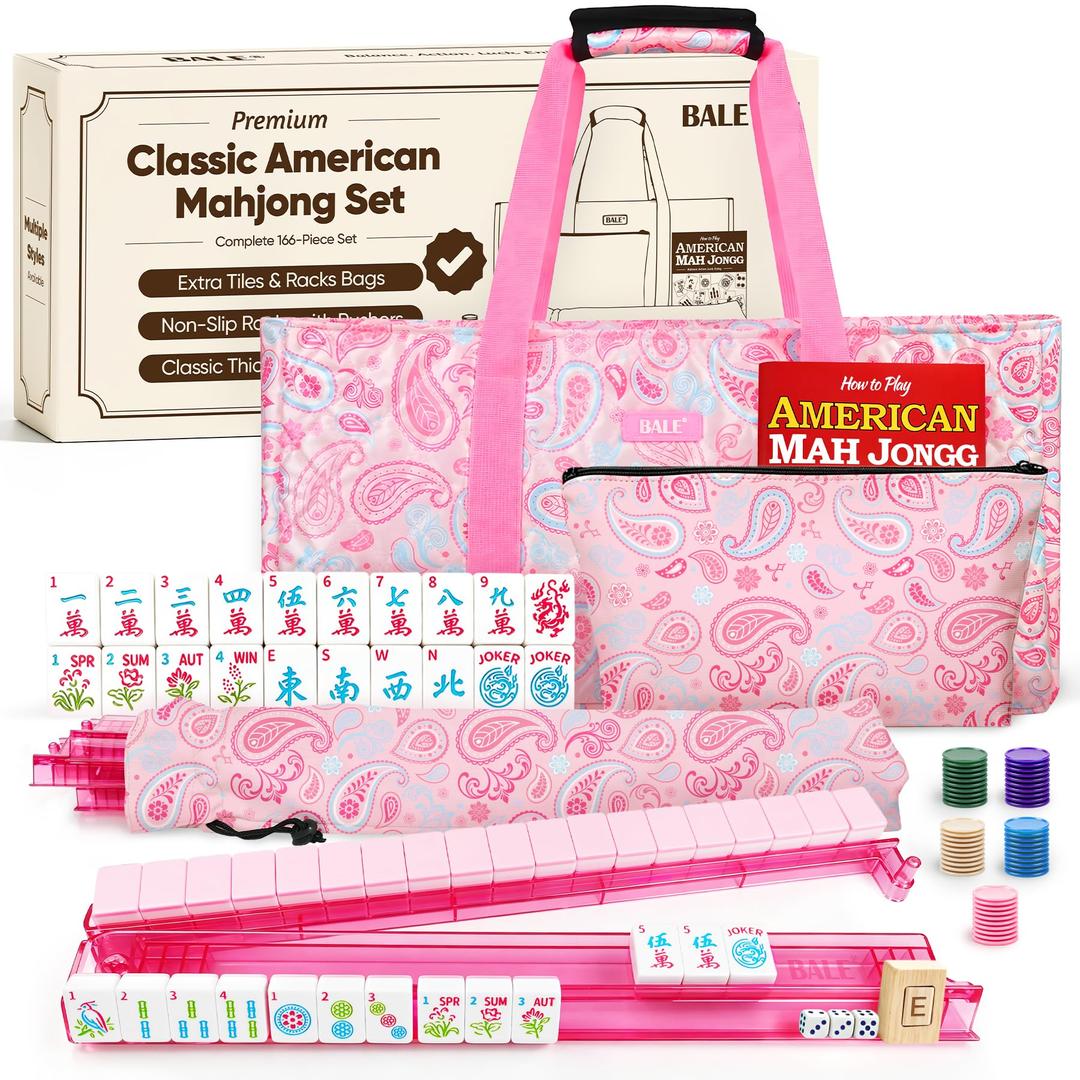 American Mahjong Set with 166 White Tiles and Racks, Mahjong Set