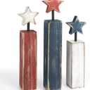 4th of July Table Decorations, 3Pcs Red White and Blue Decorations, Retro Patriotic Memorial Day Tiered Tray Decor, Labor Day Independence Day Fourth of July Decor for Home Office Shelf