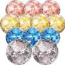 Lewtemi 12 Pcs Inflatable Glitter Beach Balls 16 Inch 24 Inch Shiny Giant Confetti Balls Swimming Pool Beach Toys Blow up Balloon Toys for Outdoor Summer Party Wedding Decor(Gold, Rose Gold, Purple)