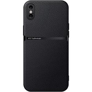 Kepuch Case Compatible for iPhone Xs Max  Litchi Grain Magnetic Holder Builtin Metal Plate Cover Bumper  Black