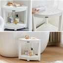 KaimuBench Corner Shower Stool for Inside Shower Waterproof, Poly Lumber Bathroom Shower Corner Bench Seat, Plastic Shower Chair Seat, Shower Shaving Foot Rest with Adjustable Feet, Non-Slip, White