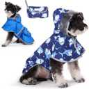 KOOLTAIL Dog Raincoat, Reversible Pet Rain Jacket Clear Hooded Double Layer with Easy Storage Pocket, Adjustable Waterproof&Windproof Reflective Puppy Poncho with Leash Hole for Small Medium Dogs, Large (Blue)
