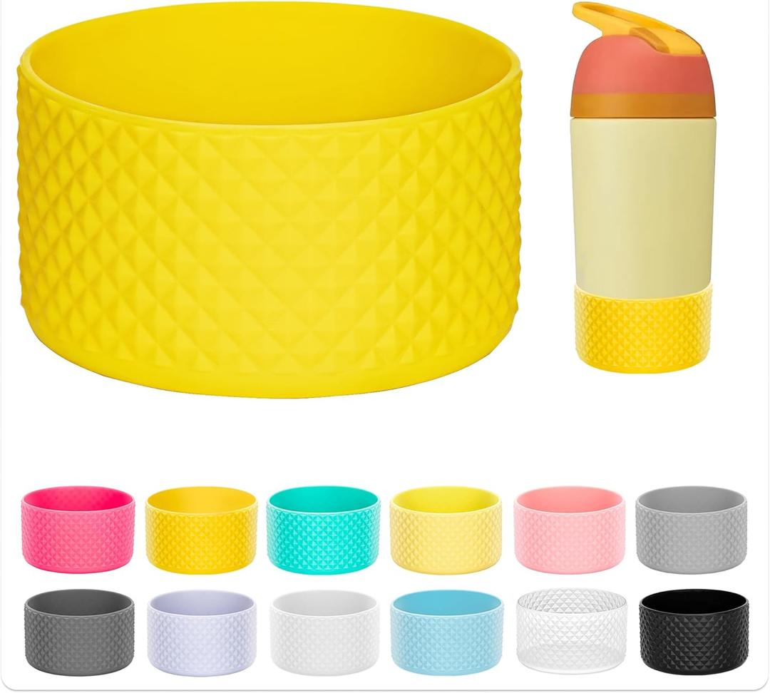 2 x Silicone Boot for Stanley 40 30 oz for Hydro Flask Water Bottle 12-24oz, Anti Slip Bottom Cover Sleeve for More Bottles/Tumblers Bottom of 2.83-2.95in (Yellow)