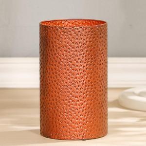 Hand-Hammered Antique Copper Metal Trash Can, Small Decorative Wastebasket for Bathroom, Bedroom, Office, Kitchen & Dorm - Durable Round Garbage Bin, 7" W X 7" L X 12" H